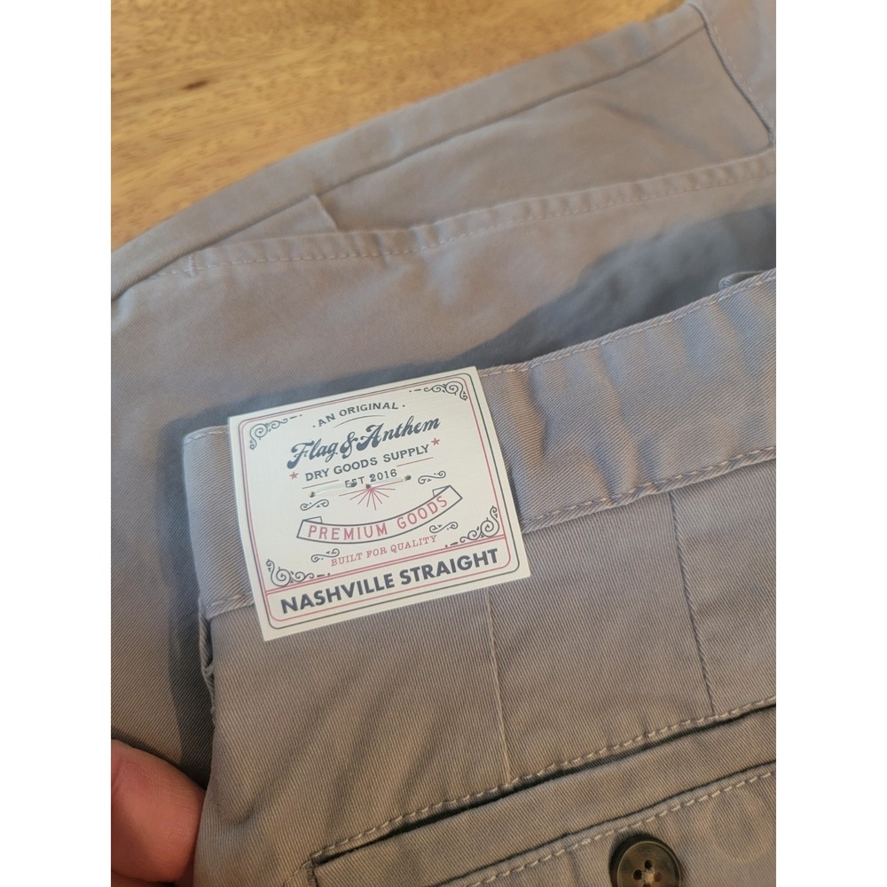 Flag & Anthem Mens Chinos 30/34 Nashville Straight Fit Gray Premium *NEW W/ TAGS - Picture 2 of 5